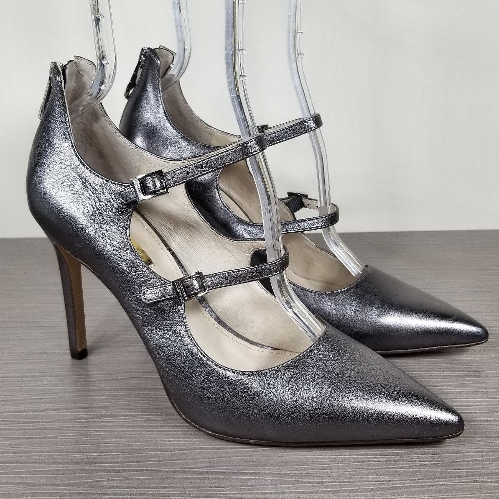 Louise et Cie Jolanie Pointed Toe Pump, Silver Leather, Womens Size 8.5 M / 39